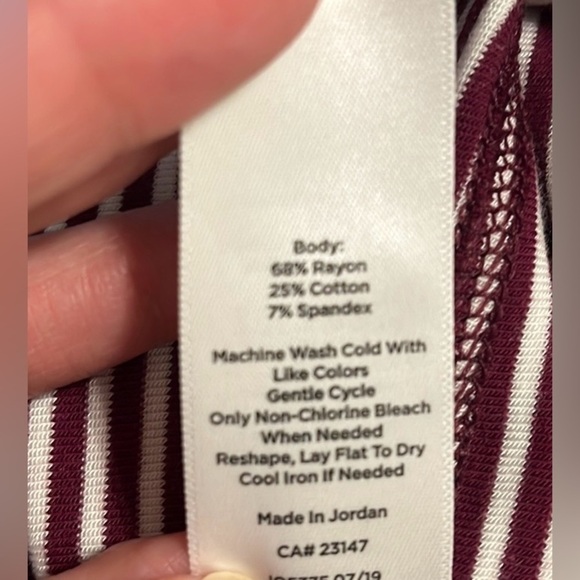 Talbots Large Burgundy Stripe Cotton Long Sleeve T-shirt - Picture 8 of 11